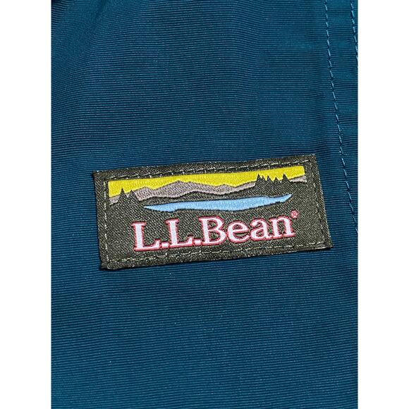 L.L.Bean Colorblock Pullover Jacket Small Petite Blue Green Rust Drawstring Hood - Picture 5 of 8